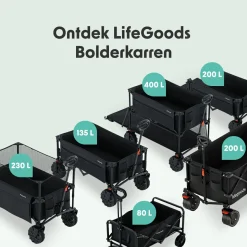 LifeGoods Bollerwagen^Doppel 400L bollerwagen - Black