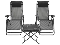 LifeGoods Relaxstühle^2er-Set Relaxstühle mit Tisch - Black