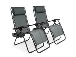 LifeGoods 2er-Set Relaxstühle mit Beistelltisch - Dark Grey< Relaxstühle
