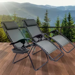 LifeGoods 2er-Set Relaxstühle mit Beistelltisch - Dark Grey< Relaxstühle
