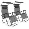 LifeGoods 2er-Set Relaxstühle mit Sonnendach - Black< Relaxstühle