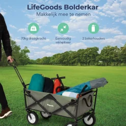 LifeGoods Bollerwagen^70KG bollerwagen 94L - Green