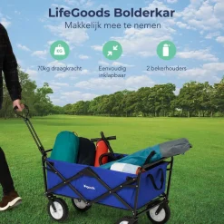 LifeGoods Bollerwagen^70KG bollerwagen 94L - Blue