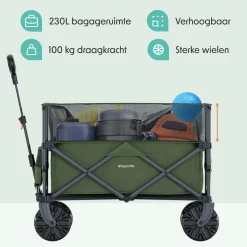 LifeGoods 230L bollerwagen - Green< Bollerwagen