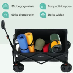 LifeGoods Bollerwagen^135L bollerwagen - Black