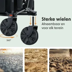 LifeGoods Bollerwagen^135L bollerwagen - Black