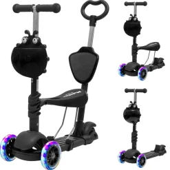 LifeGoods MultiRider Kinderroller Mit Schiebestange - Black< Roller & Scooter
