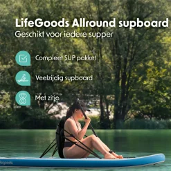 LifeGoods PaddlePro SUP Board mit Sitz - White/Sky Blue< Sup Boards