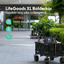 LifeGoods Bollerwagen^XL 200L bollerwagen - Black