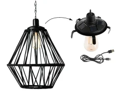 Lumineo Campinglampen Aufladbar|Campinglampen Aufladbar-Black Seil Solar-Hängelampe
