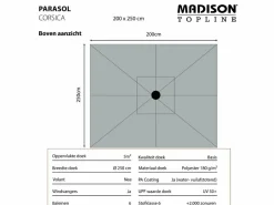 Madison Sonnenschirme-Corsica 200 x 250 Push-up-Sonnenschirm – Ecru
