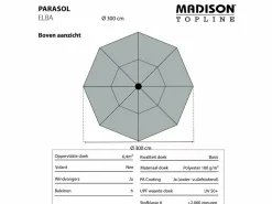 Madison Sonnenschirme-Elba 300 cm Push-up-Sonnenschirm – Ecru