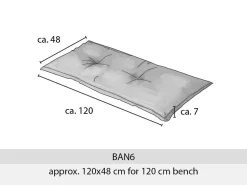 Madison Bankauflage Outdoor-Panama grey 120 x 48 x 7 Bankkissen