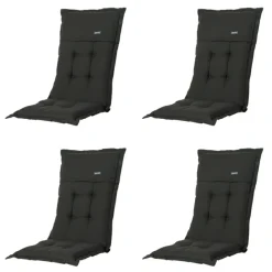 Madison Stuhlkissen-Rib schwarze Gartenstuhlkissen - 4er-Set