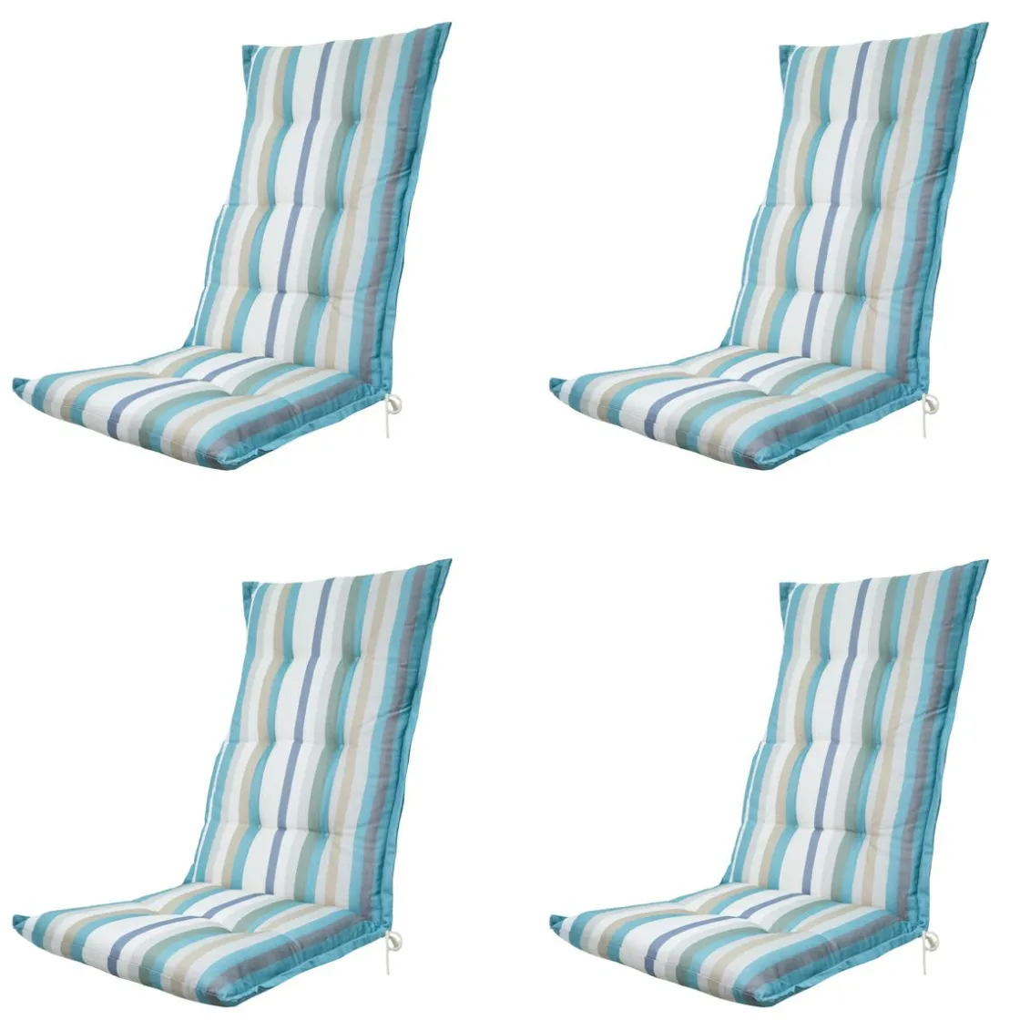 Madison Stuhlkissen-Righe azurblaue Gartenstuhlkissen - 4er-Set
