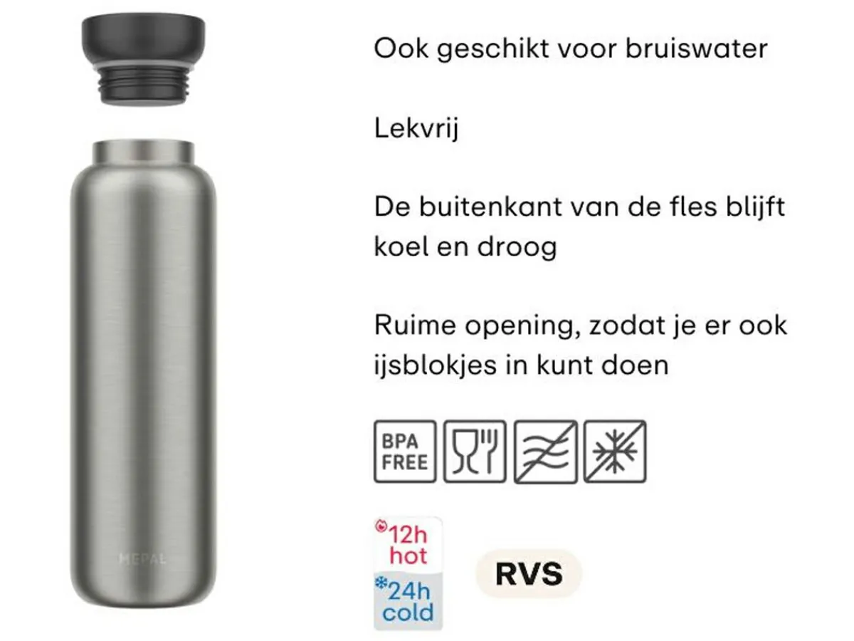 Mepal Ellipse 900ml Isolierflasche - Nordic black< Thermosflaschen