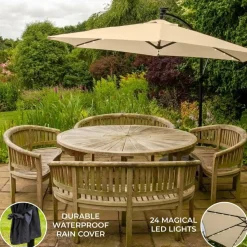 Monstershop Sonnenschirme^300 Sonnenschirm mit LED-Beleuchtung - Beige