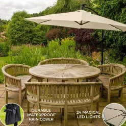 Monstershop Sonnenschirme-300 Sonnenschirm mit LED-Beleuchtung - Cream