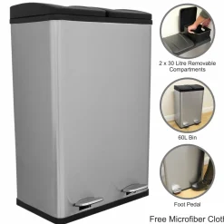 Monstershop Abfalleimer^Doppel Tretmülleimer - 60 Liter