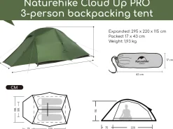 Naturehike Cloud Up 3 PRO Zelt – Grün< Trekkingzelte|Zelt 3 Personen