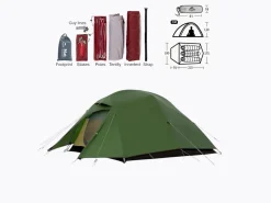 Naturehike 3 Personen Kuppelzelte|Trekkingzelte^Cloud Up 3 Upgraded leichte Zelt - Green