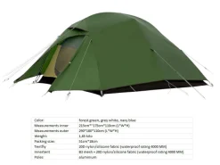 Naturehike 3 Personen Kuppelzelte|Trekkingzelte^Cloud Up 3 Upgraded leichte Zelt - Green