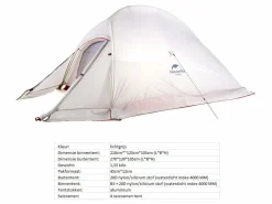 Naturehike 2 Personen Kuppelzelte|Trekkingzelte^Cloud Up 2 Upgraded 4-Jahreszeiten Zelt