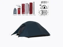 Naturehike Cloud Up 3 Upgraded leichte Zelt - Navy Blue< 3 Personen Kuppelzelte|Trekkingzelte