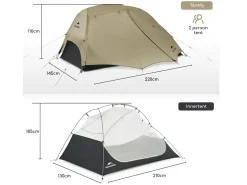 Naturehike Trekkingzelte|Zelt 2 Personen^Star River 2 UL Zelt – Khaki