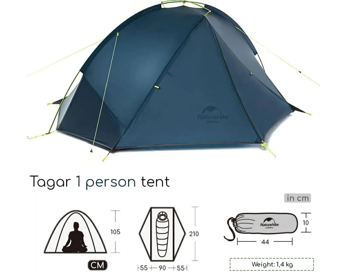 Naturehike Tagar 1-Personen-Zelt – Blau< Trekkingzelte|Zelt 1 Personen