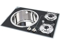 NavyLoad Navy Load 2-flammige 60 x 42 Glas-Kochfeld-Spüle-Kombination< Einbau Kochplatten