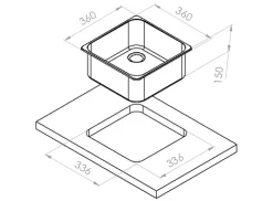 NavyLoad Waschbecken-36 x 36 cm Spüle - Schwarz