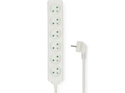 Nedis Schuko Steckdosen-ESOC630F1WT 6-fach Steckdosenleiste - 3 Meter