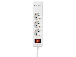 Nedis Schuko Steckdosen^EXSO315UFSWT 3-fach Steckdose mit USB - 1,5 Meter