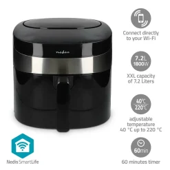 Nedis KAAF180BKW SmartLife Heißluftfritteuse - Schwarz< Heißluftfritteusen