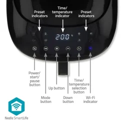 Nedis KAAF180BKW SmartLife Heißluftfritteuse - Schwarz< Heißluftfritteusen