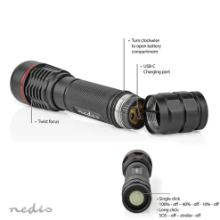 Nedis LTRR11WBK LED-Taschenlampe< Taschenlampen|Taschenlampen