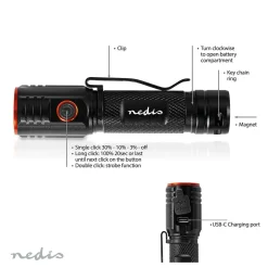 Nedis Taschenlampen|Taschenlampen^LTRR20WBK LED-Taschenlampe - Schwarz