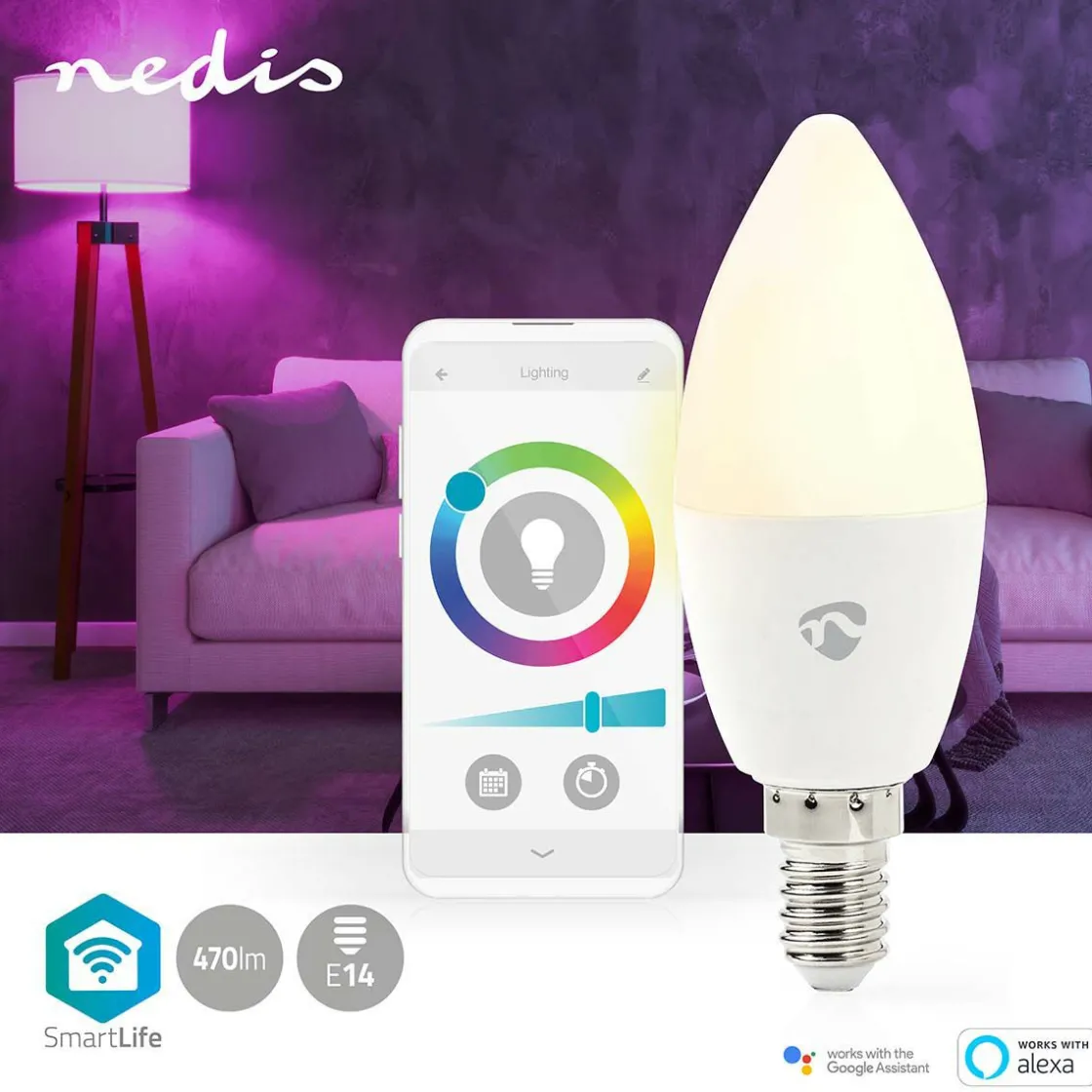 Nedis Innenraumbeleuchtung|Innenraumbeleuchtung-WIFILRC10E14 SmartLife Vollfärbige LED-Lampe