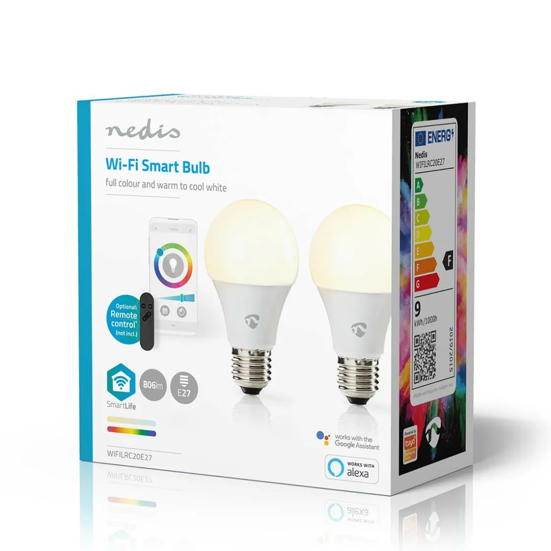 Nedis Innenraumbeleuchtung|Innenraumbeleuchtung-WIFILRC20E27 SmartLife Vollfärbige LED-Lampen