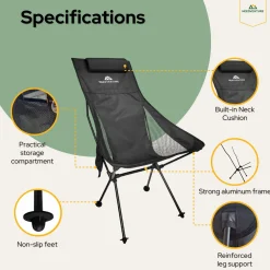 Needventure Faltstühle-® Campingstuhl mit hoher Nackenstütze