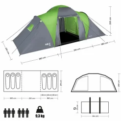 Markenlos Familienzelte|Zelt 8 Personen^Nils Camp Highland 6-Personen Tunnelzelt