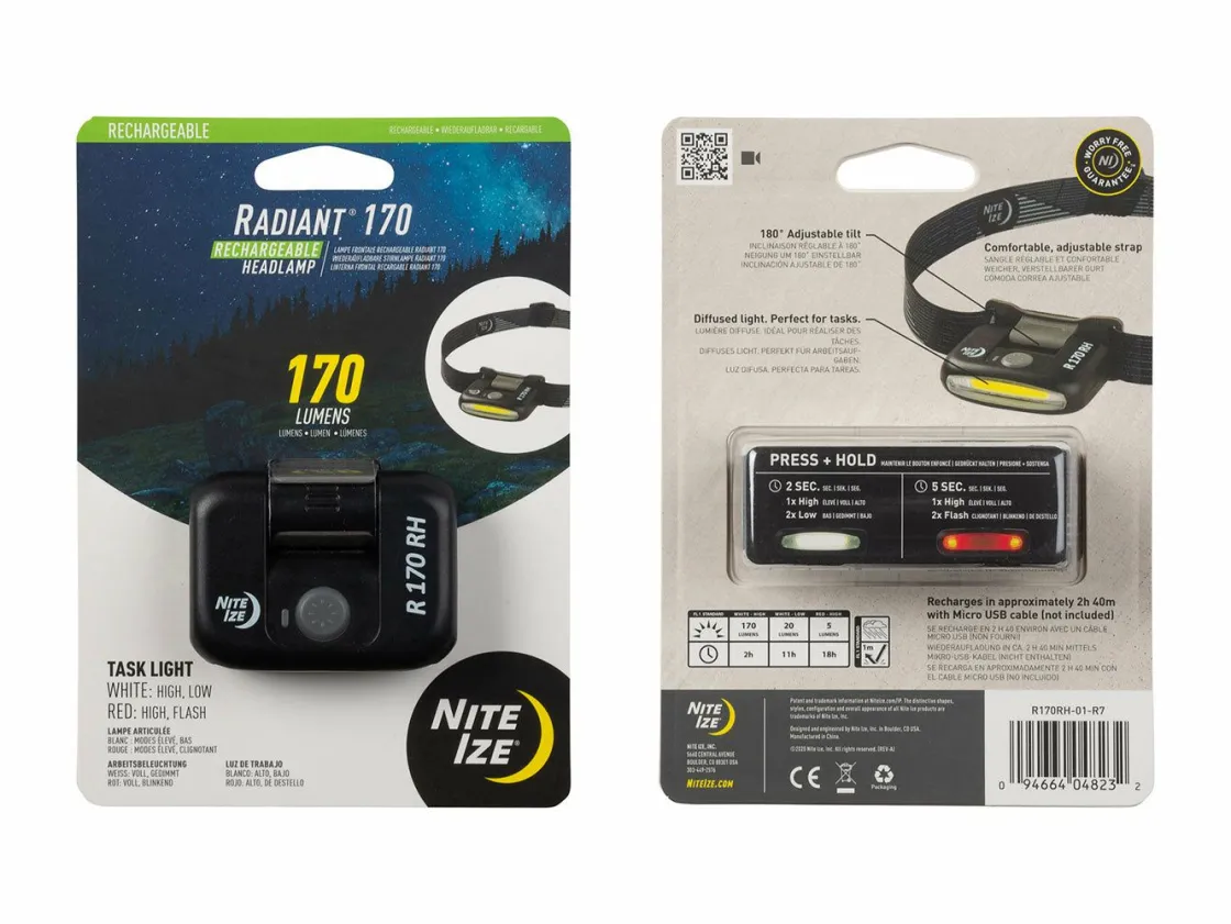 Nite Ize Stirnlampen|Stirnlampen-Radiant 170 wiederaufladbare Stirnlampe