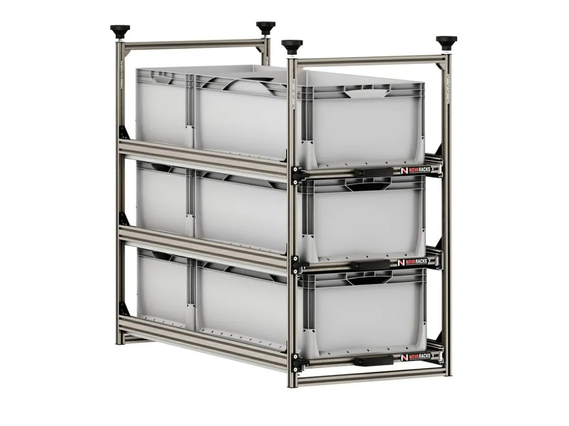 Markenlos Heckauszüge-Nova Racks Serie M 3 Ebenen Seitenauszug - 40x90x132 cm