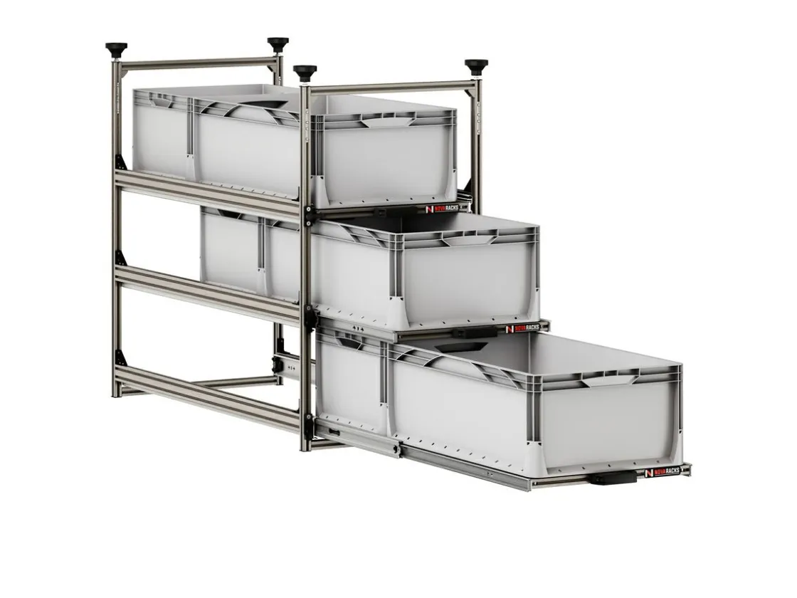 Markenlos Heckauszüge-Nova Racks Serie M 3 Ebenen Seitenauszug - 40x90x132 cm