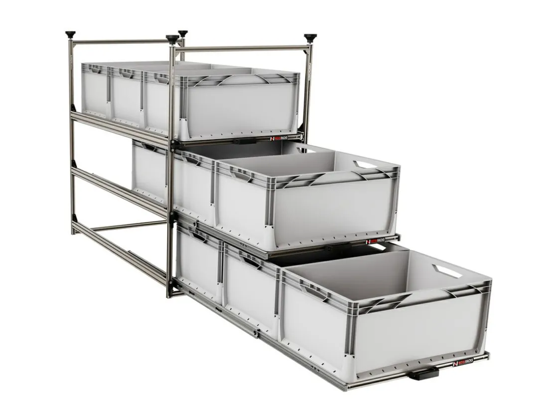 Markenlos Heckauszüge-Nova Racks Serie M 3 Ebenen Seitenauszug - 60x120x132 cm