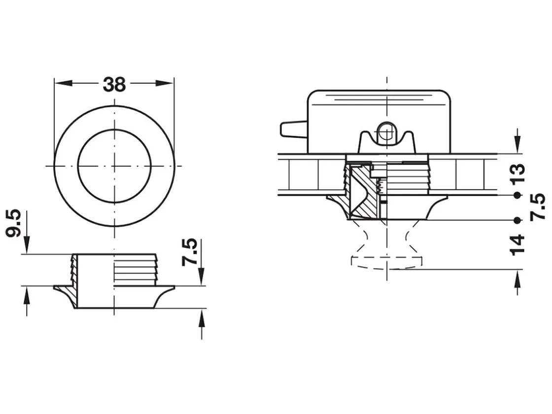 Markenlos Schrankschlösser-Obelink Push-Lock Knopf - Brown