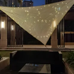 Markenlos Sonnensegel|Sonnensegel-Outdoor 3 x 3 x 3 Light grey LED-beleuchtetes Schattentuch