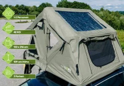 OutdoorU Compact 2 Pers Dachzelt inkl. Dachfenster - Grau< Dachzelte|2 Personen Dachzelte