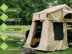 OutdoorU Family 4 Pers Dachzelt inkl. Vorzelt & Leiter - Grün< Dachzelte|4 Personen Dachzelte